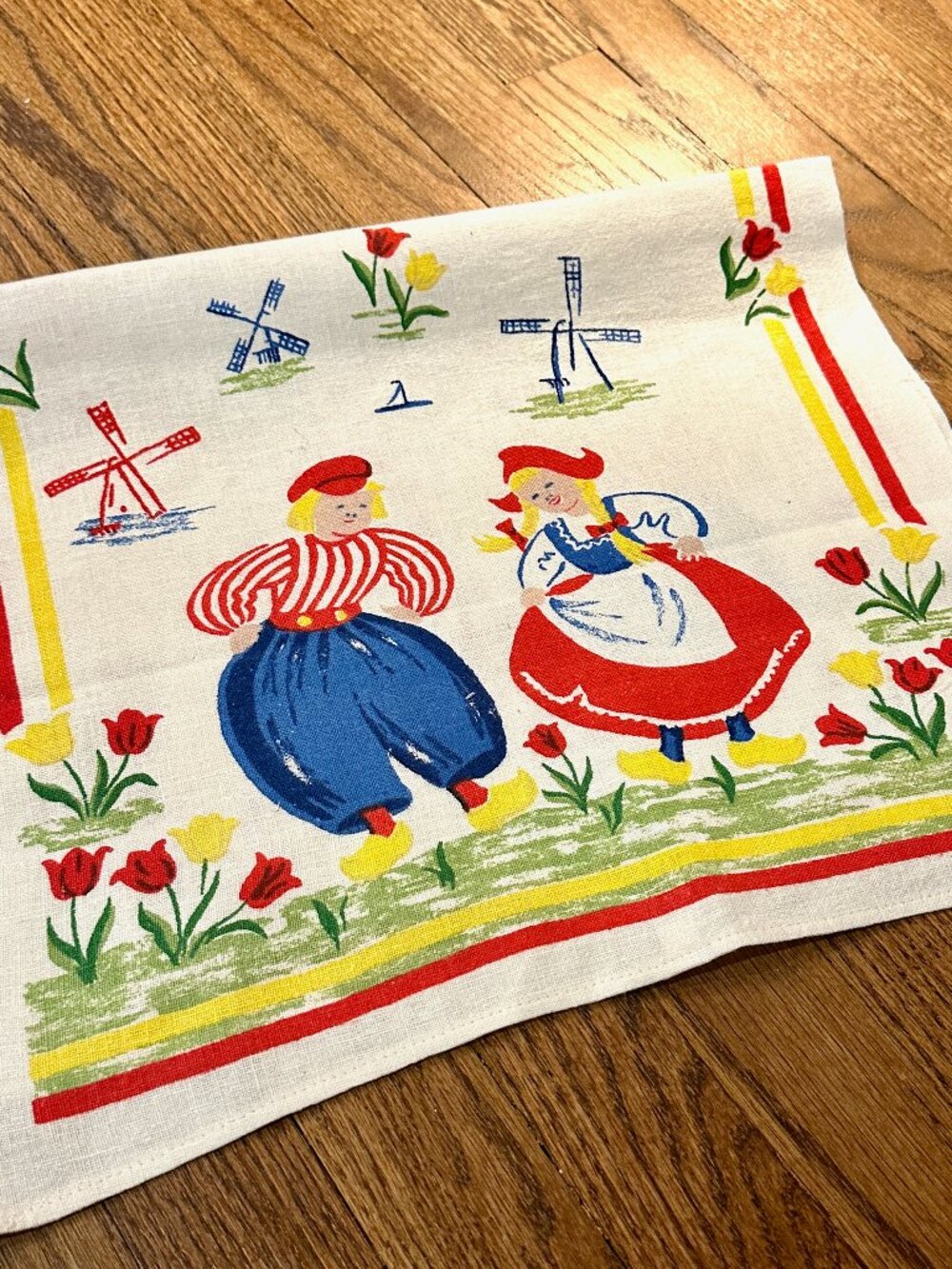 Vintage Dutch-theme Startex 1950s Kitchen Tea Towel - Mid-Century MCM